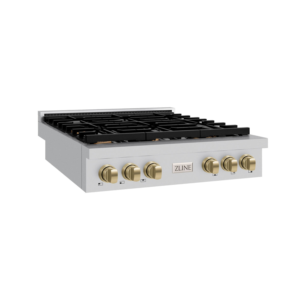 ZLINE - 36 in. Wide 6 Burner AutographParamount Gas Rangetop with Champagne Bronze Accents (SRTZ-36-CB) - Stainless Steel