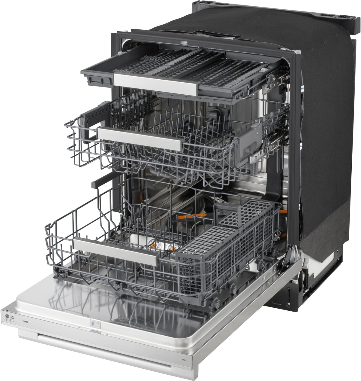 LG - STUDIO FlushFit 24-in Top Control Smart Built-In Stainless Steel Tub Dishwasher w/3rd Rack, 1 Hour Wash and Dry, 39dBA - Stainless Steel