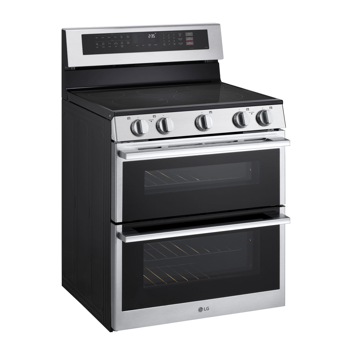 LG - 30-in 7.3 Cu. Ft. Freestanding Double Oven Elec True Convection Smart Range w/ 5 Elements, Air Fry and UltraHeat 3.2 kW - Stainless Steel