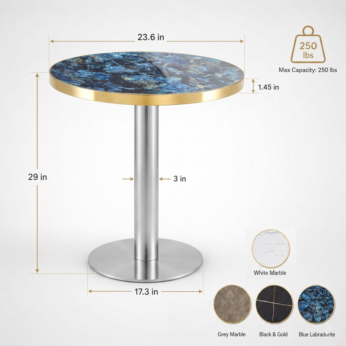 Mesa de bistró redonda moderna y elegante