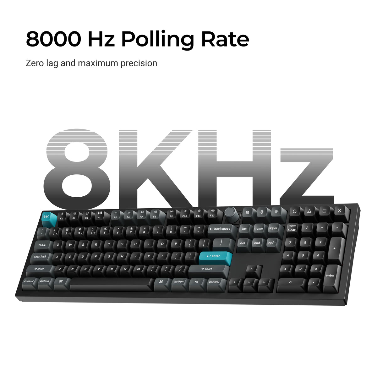 Keychron - Q6 Ultra 8k 100% Custom Brown Switch Mechanical Gaming Keyboard with Programmable ZMK Launcher Software - Black