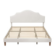 Base de cama tapizada tamaño King con cabecero ajustable, no requiere somier, color blanco