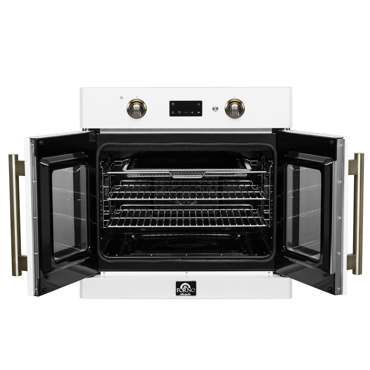 Forno Appliances - Asti 30" 3.68 Cu. Ft. Electric True Convection Single Wall Oven with French Doors - White