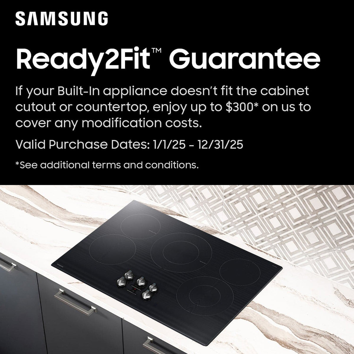 Samsung - 30" Electric Cooktop with 5 Burners and ENERGY STAR Certified Cooktop with Illuminated Knobs - Black