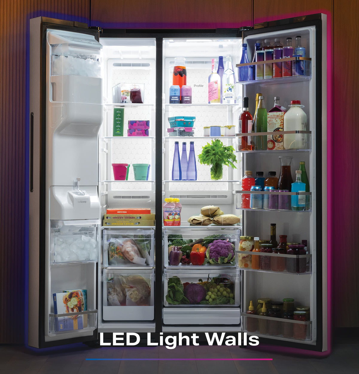 GE Profile - 36 in. Wide 23.5 Cu. Ft. Counter-Depth Side-By-Side Smart Refrigerator with Hands-Free AutoFill - Stainless Steel