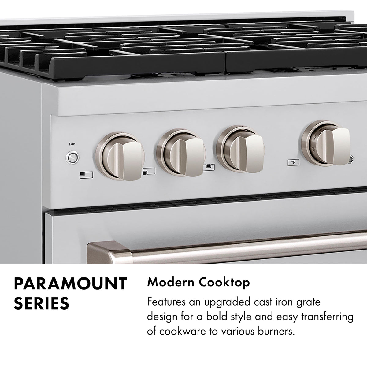 ZLINE - 36 in. Wide 6 Burner Autograph 5.2 cu. ft. Freestanding Paramount Gas Range with 6 Gas Burners with Bronze Accents - Stainless Steel