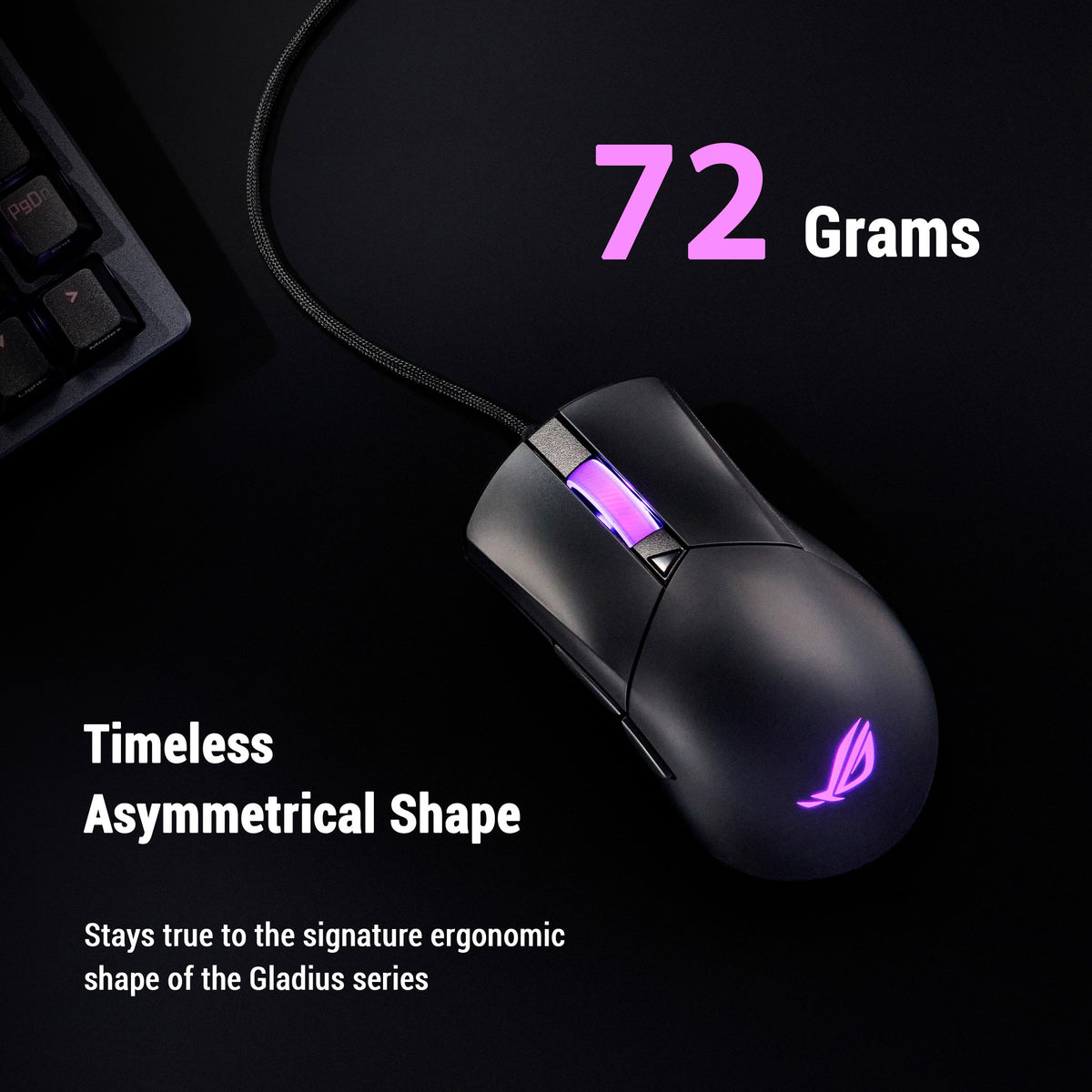 ASUS - ROG Gladius III Core Lightweight Optical Ergonomic Gaming Mouse - Wired - Black