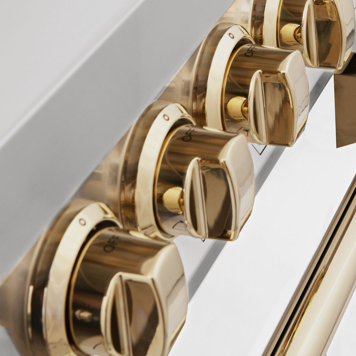 ZLINE - 48 in. Wide 8 Burner Autograph Legacy Dual Fuel Range in White & Gold Accents (RAZ-WM-48-G) - Stainless Steel