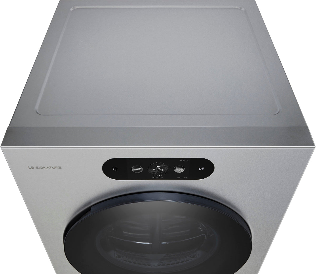 LG - SIGNATURE 9.0 Cu. Ft. Stackable Smart Electric Dryer with Steam and AI Sensor Dry - Brushed Platinum Steel