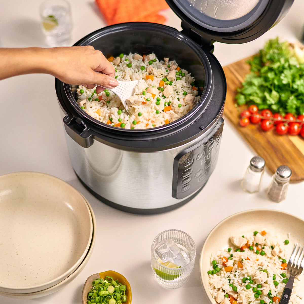 bella PRO - 20-Cup Digital Rice Cooker - Stainless Steel