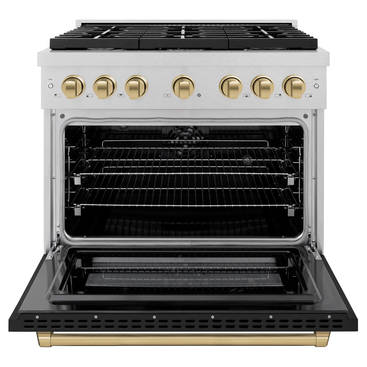 ZLINE - 36 in. Wide 6 Burner Autograph Paramount Dual Fuel Range with Black and Bronze Accents (SDRSZ-BLM-36-CB) - Black