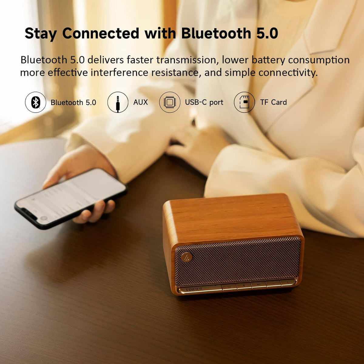Edifier - MP230 Portable Bluetooth Speaker - Wood