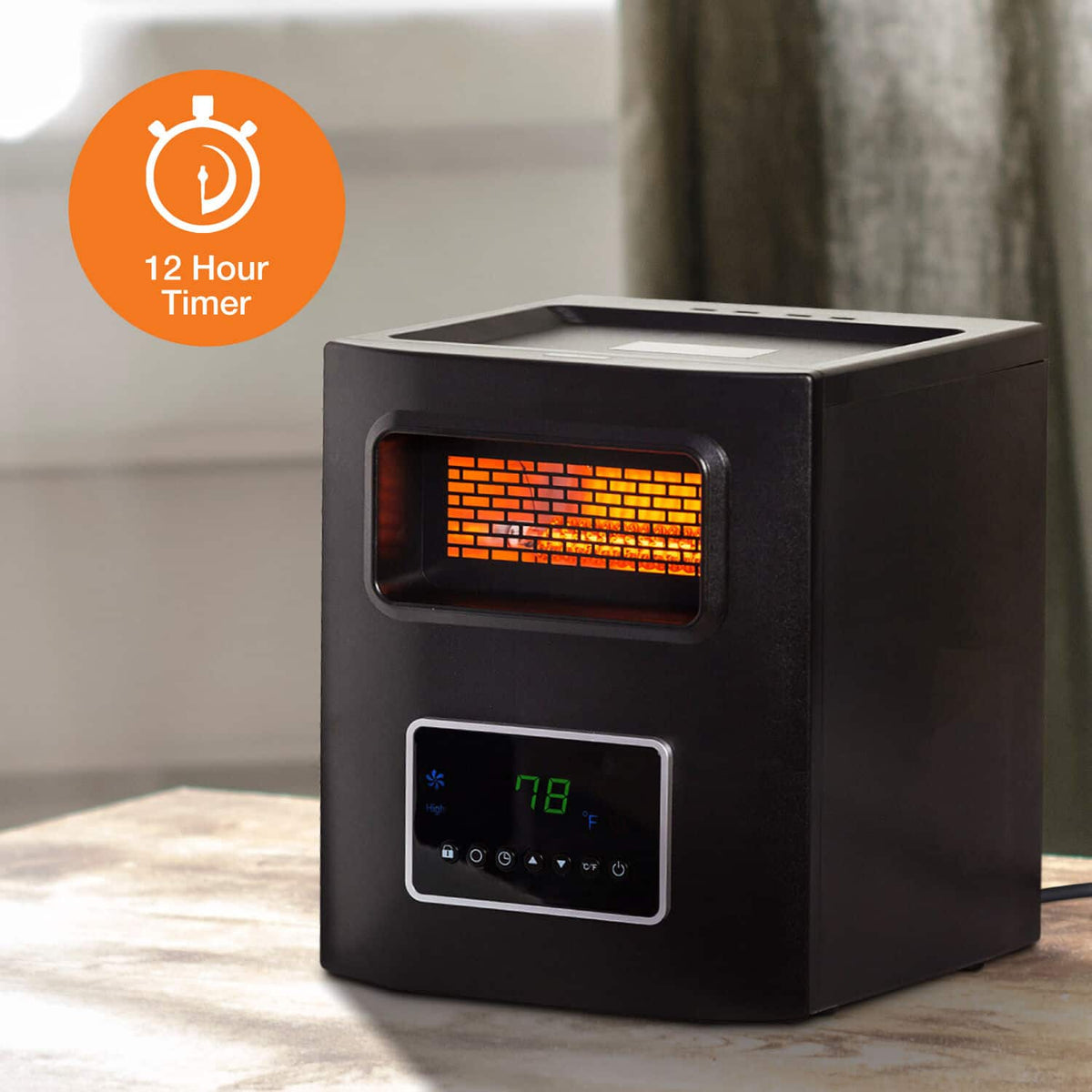 Lifesmart - 4-Wrapped Element Infrared Heater with USB Charging - Black