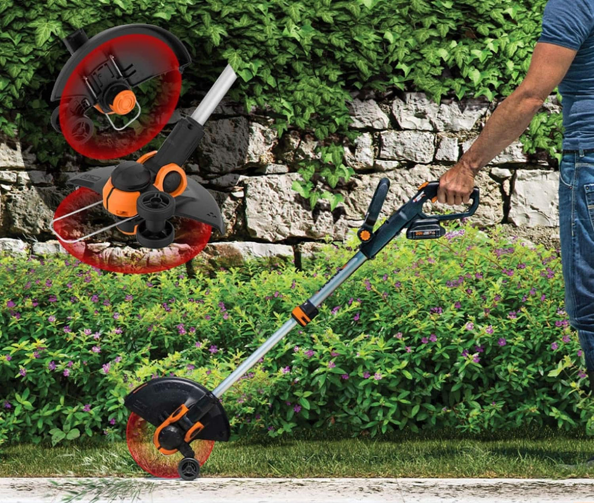 WORX - 20V Cordless String Trimmer and Air Blower Combo Kit (2 x 2.0 Ah Batteries & 1 x Charger) - Black