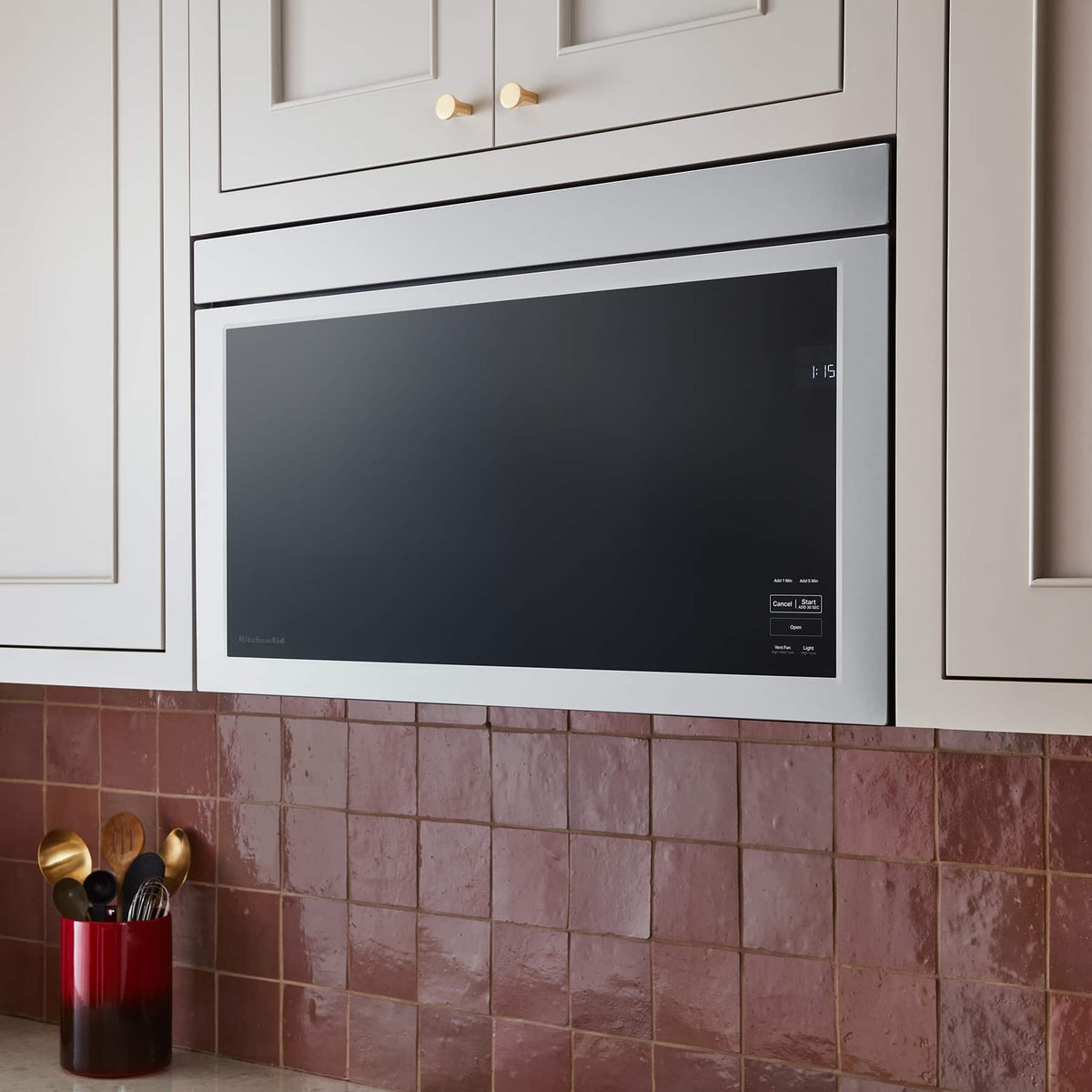 KitchenAid - 1.1 Cu. Ft. Over-the-Range Microwave with Flush Built-in Design and PrintShield Finish - Stainless Steel