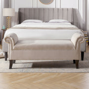 Kathy - Roll Arm Entryway Accent Bench - Sky Neutral Beige