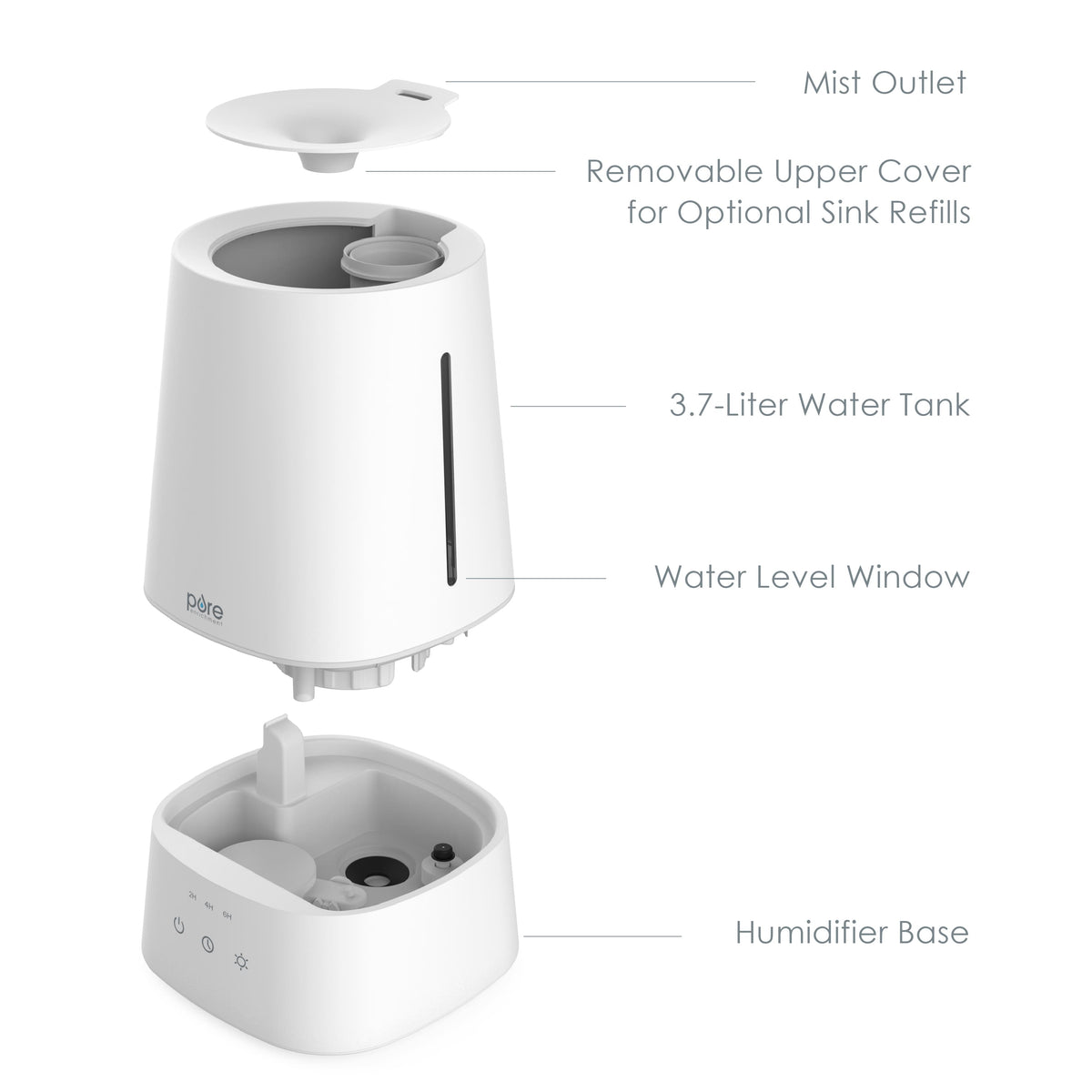 Pure Enrichment - HUME Max - 1 Gallon Easy Top Fill Ultrasonic Cool Mist Humidifier - White