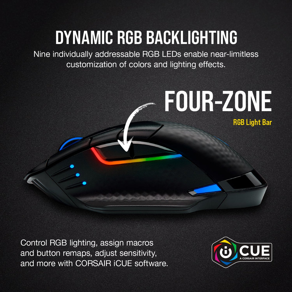 CORSAIR - DARK CORE RGB PRO Wireless FPS/MOBA/MMO Optical Gaming Mouse with Slipstream Technology - Wireless - Black