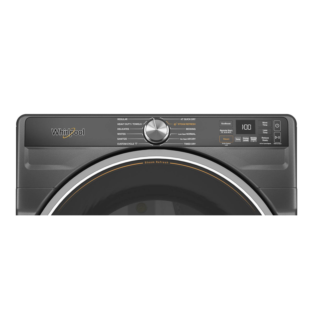 Whirlpool - 7.4 Cu. Ft. Smart Gas Dryer with Steam and Wrinkle Shield Option - Volcano Black