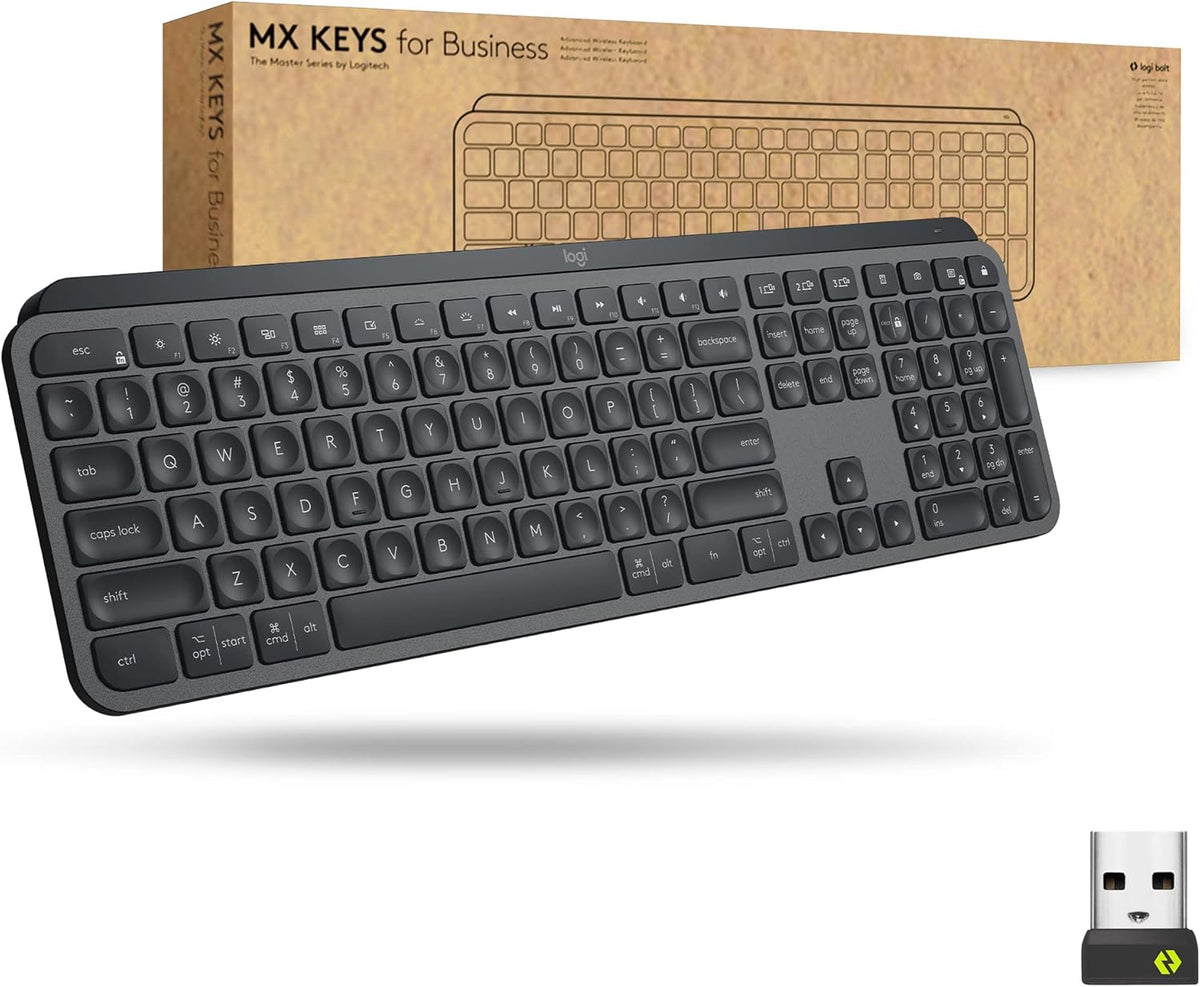 Logitech - MX Keys For Business Full-Size Wireless Scissor Tactile Switch Keyboard with Smart Backlighting - Graphite