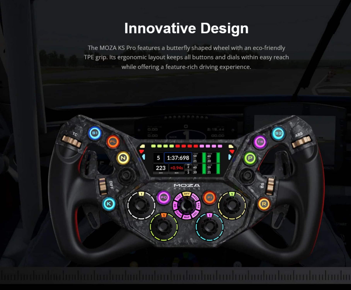 Moza Racing - KS Pro Sim Racing Steering Wheel for Windows - Black