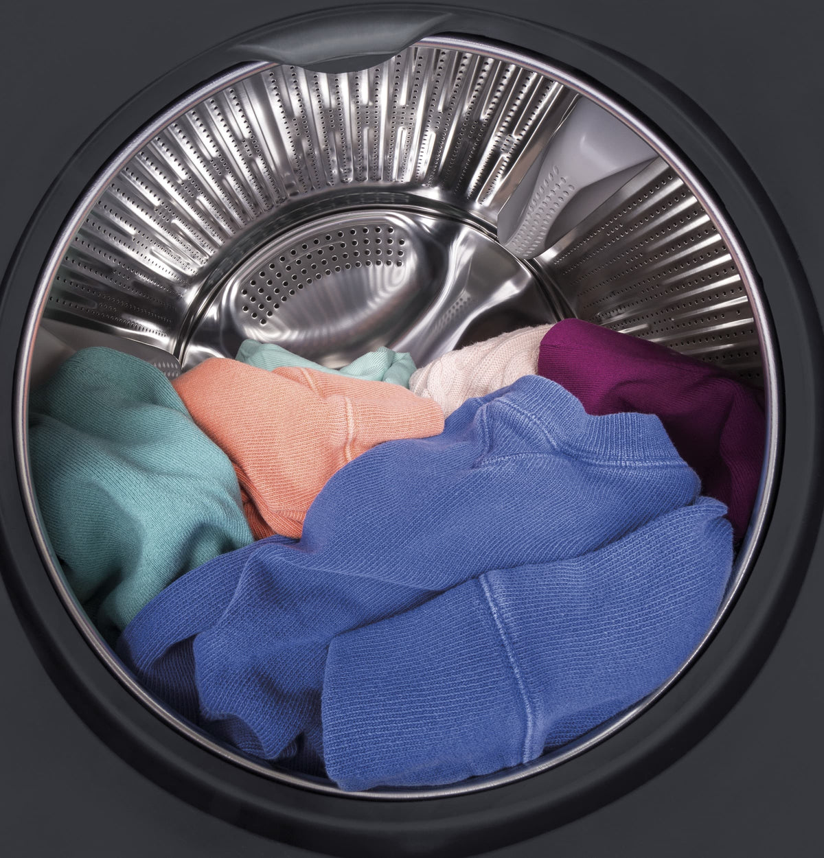 GE - 2.4 Cu. Ft. High Efficiency Stackable Front Load Washer with Steam and Sanitize - White