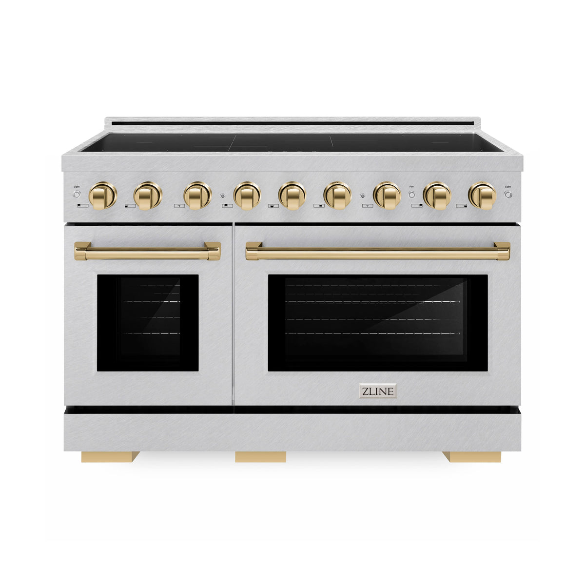 ZLINE - Autograph 48 in. 6.7 cu. ft. Paramount Freestanding Induction Range in Satin Stainless Steel with Gold Accents - DuraSnow Stainless Steel