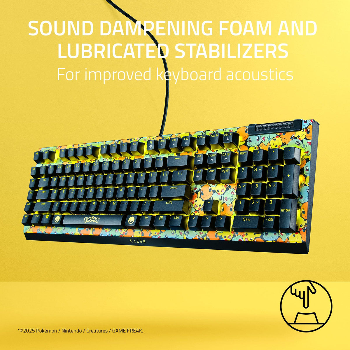 Razer - BlackWidow V4 X Full Size Wired Mechanical Green Clicky Switch Gaming Keyboard with Chroma RGB Backlighting - Pokémon Edition