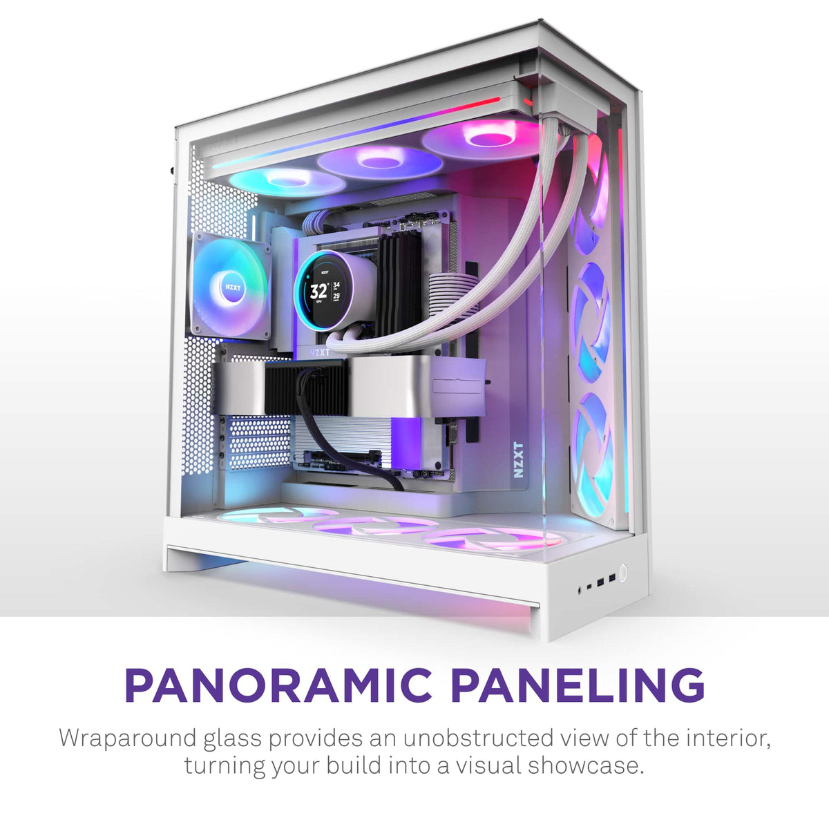 NZXT - H9 Flow+ RGB 2025 ATX Mid-Tower Dual-Chamber PC Case - White