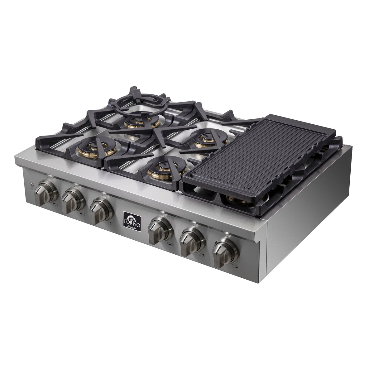 Forno Appliances - 36 in. Wide 6 Burner FORNO ALTA QUALITA PRO-STYLE GAS RANGETOP - Silver