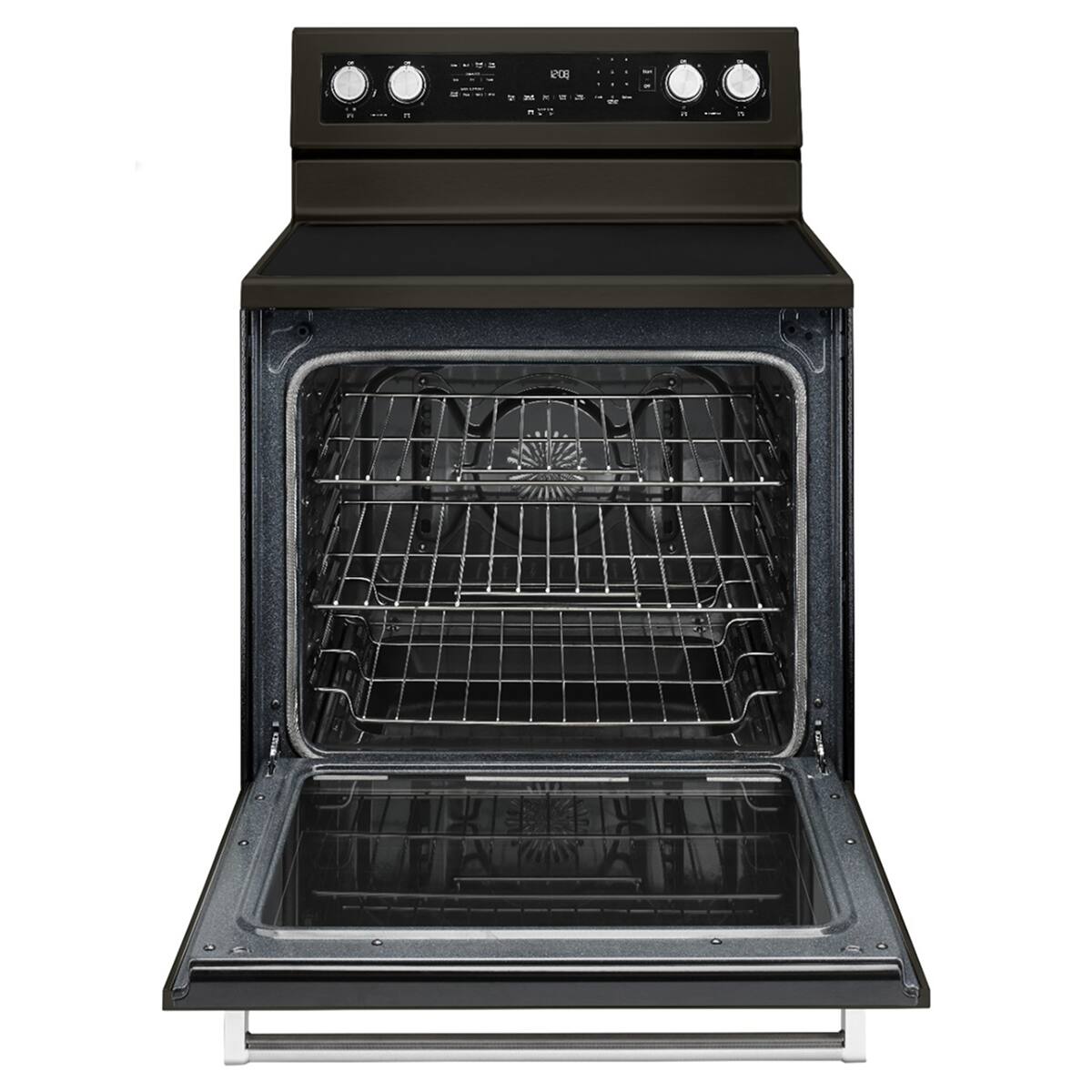 KitchenAid - 30 in. Wide 3 elements 6.4 cu. ft. Self-Cleaning Freestanding Electric Convection Range - Black Stainless Steel