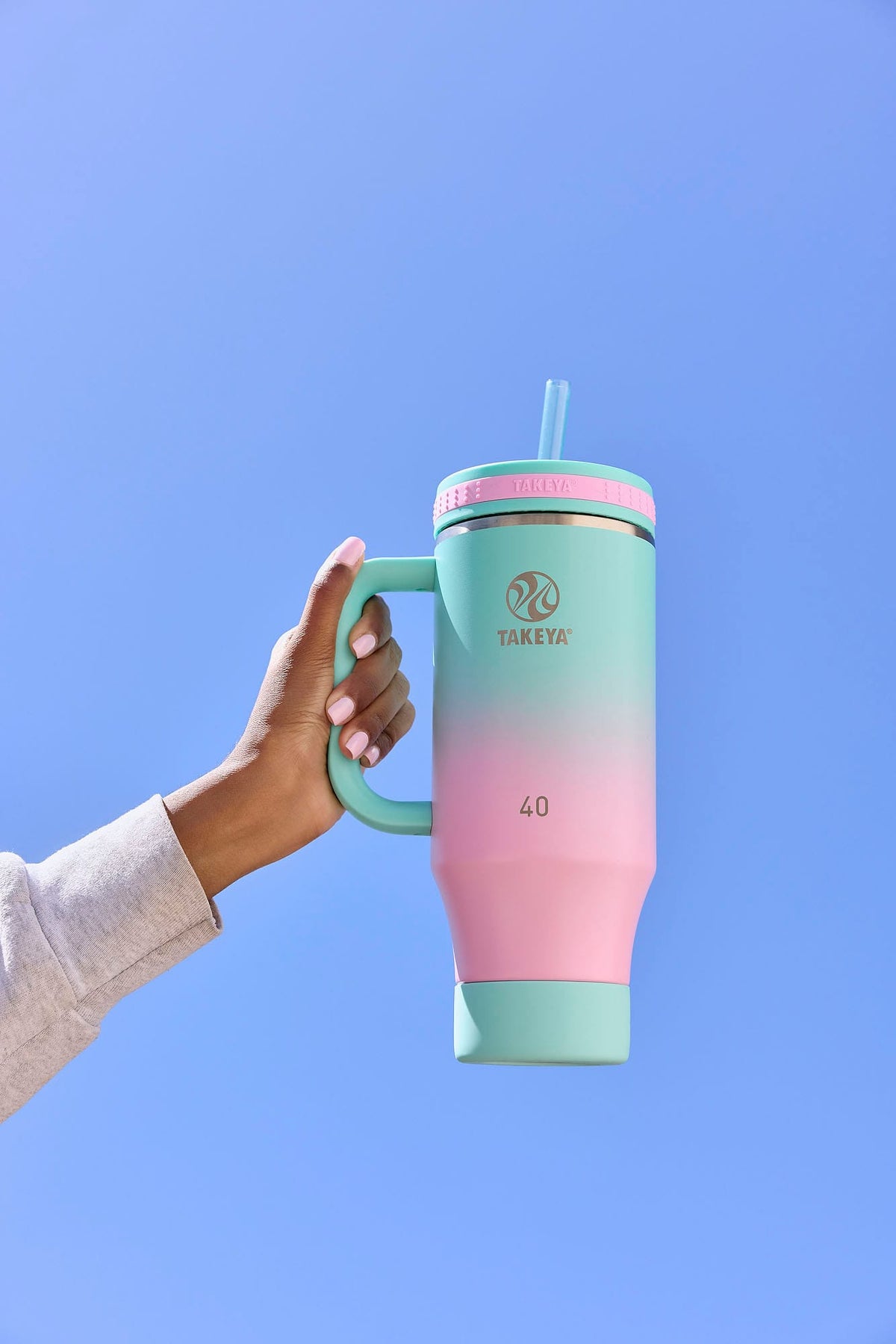 Takeya - 40-oz. Straw Tumbler with Handle - Ombre Dream
