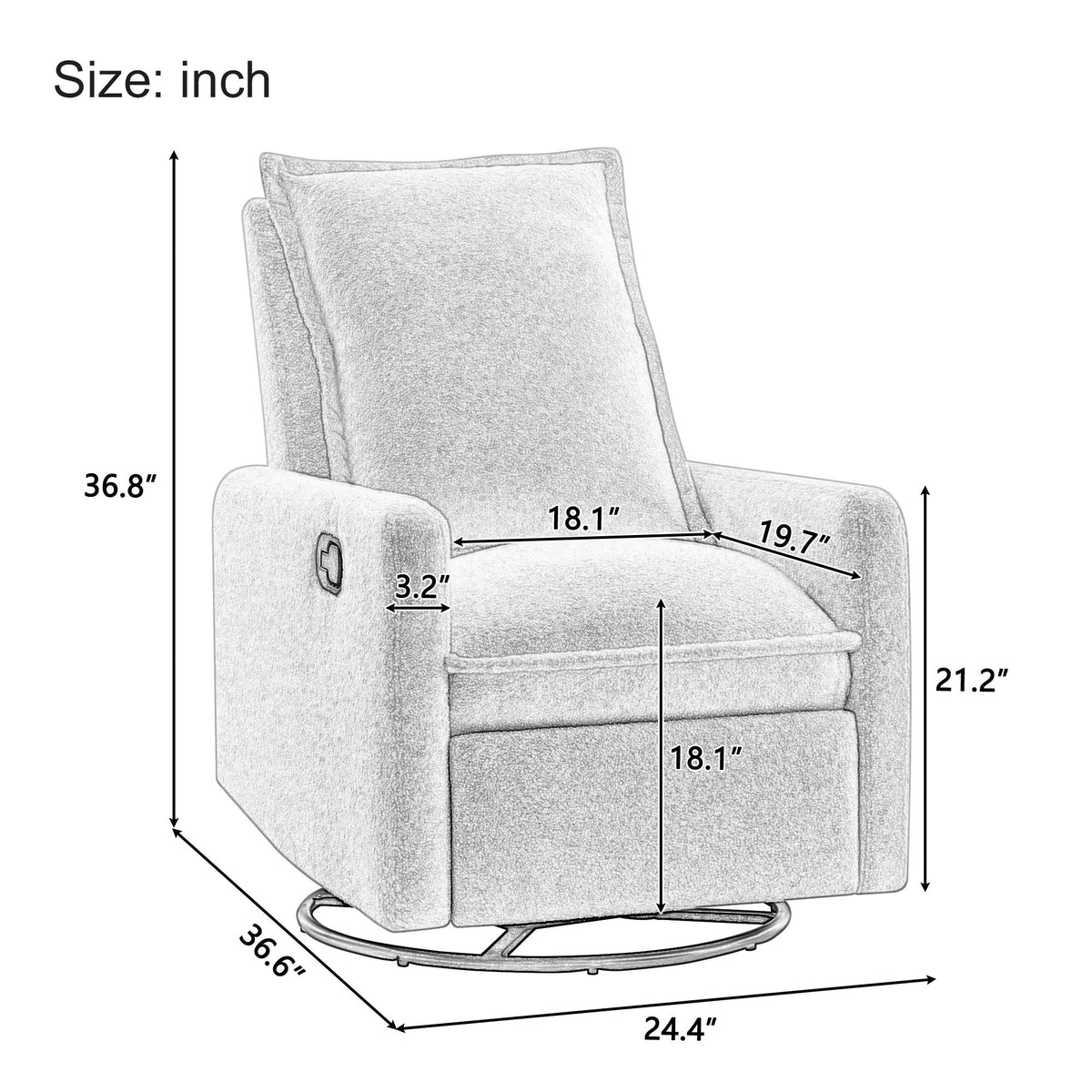 Mecedora reclinable giratoria y deslizante
