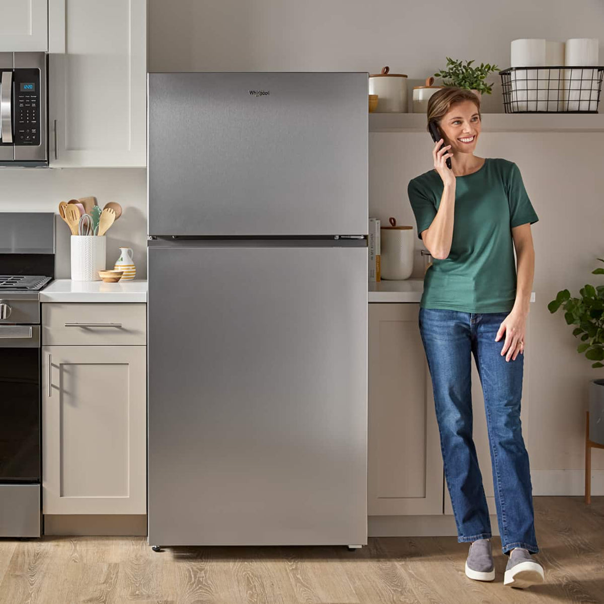 Whirlpool - 30 in. Wide 19 cu. ft. Wide Top Freezer Refrigerator with Total Coverage Cooling - Fingerprint-Resistant Stainless Finish