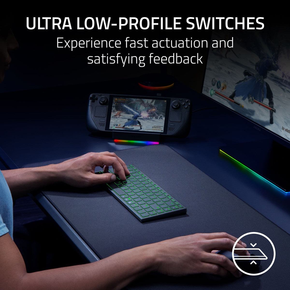 Razer - Joro Portable 75% Wireless Scissor Low-Profile Gaming Keyboard for PC and Mac with Chroma RGB Backlighting - Black