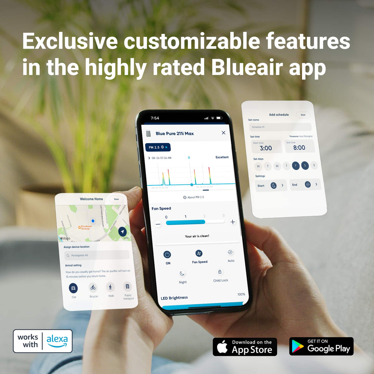 Blueair - Blue Pure 211i Max 3000 Sq. Ft HEPASilent Smart Extra-Large Room Air Purifier - White/Gray