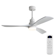 52" Blade Ceiling Fan With Remote Controlled LED Light And Quiet DC Motor - White
