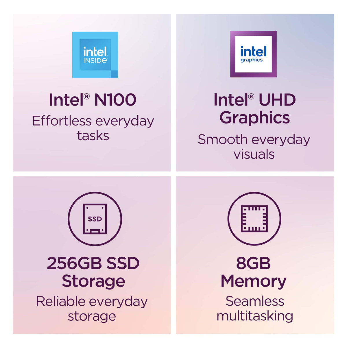 Lenovo - A100 23.8" Full HD All-In-One - Intel Processor N100 - 8GB Memory - 256GB SSD - Cloud Grey