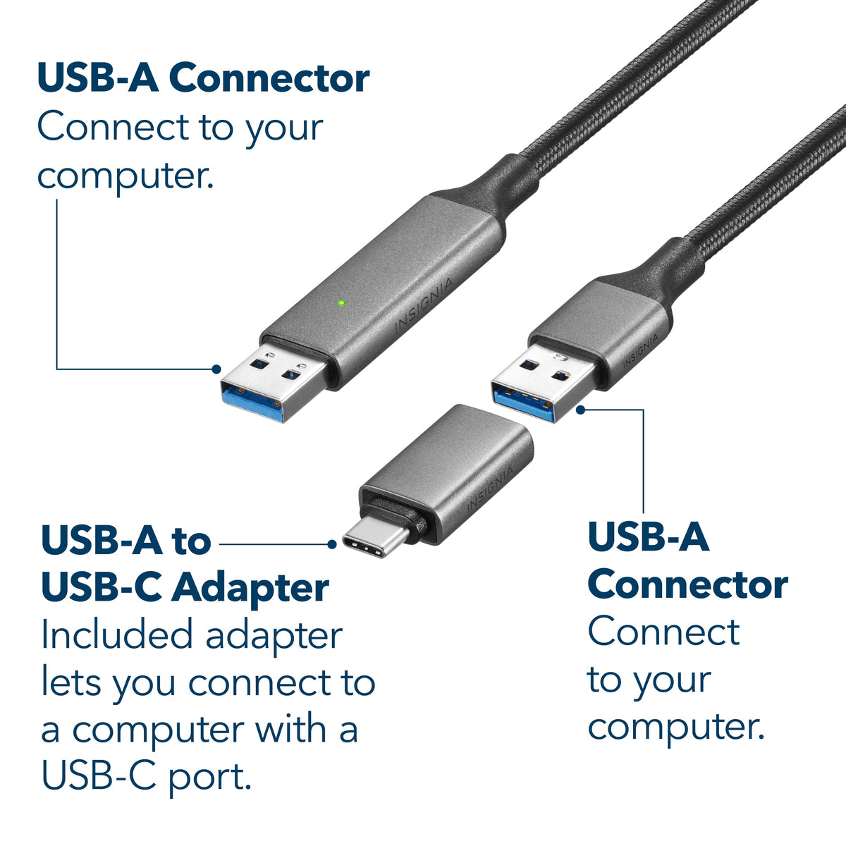 Insignia™ - 6 ft. USB 3.0 File Transfer Cable for Windows / Mac Computers - Black