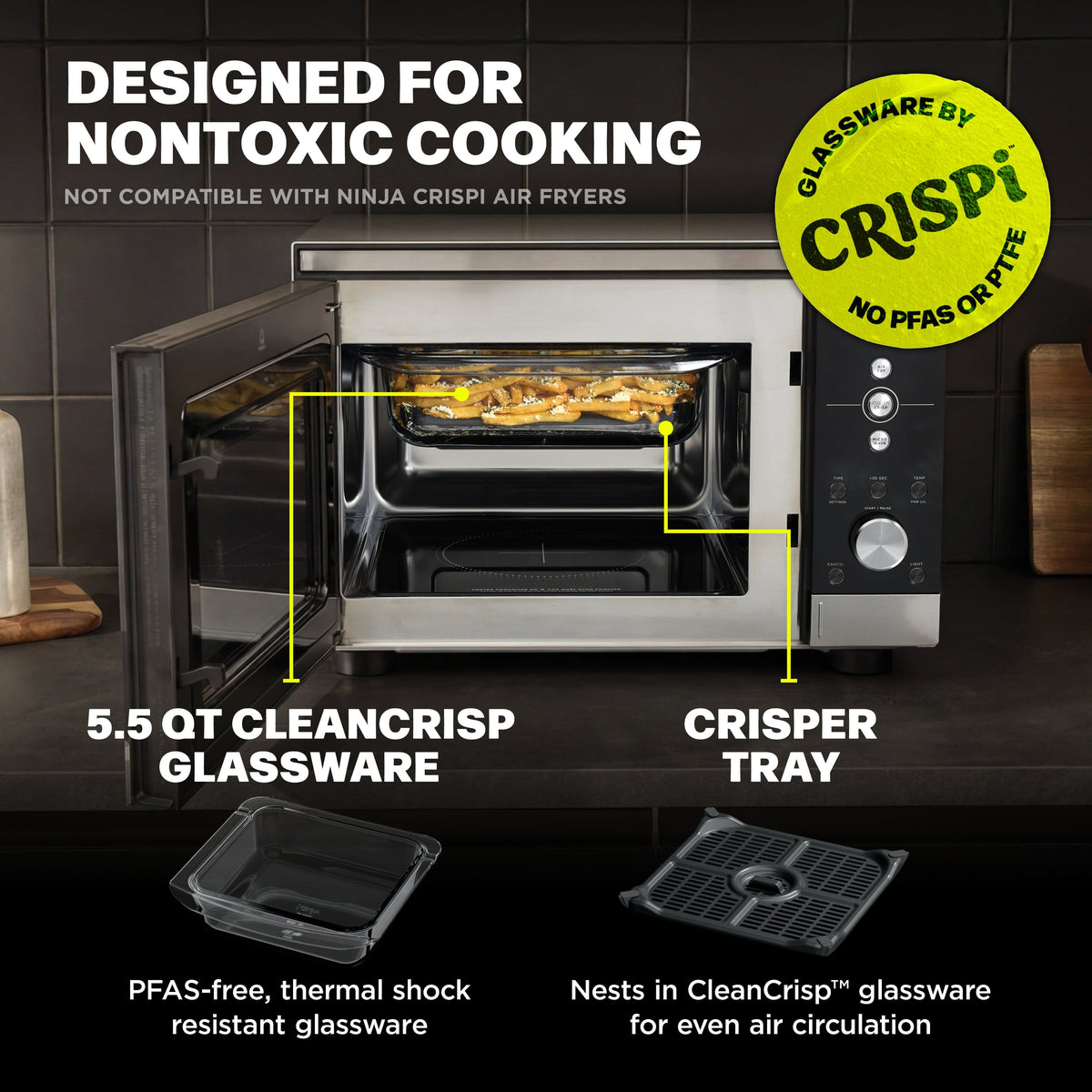 Ninja - Crispi Microwave and Air Fryer with FusionCrisp Technology - Stone Gold