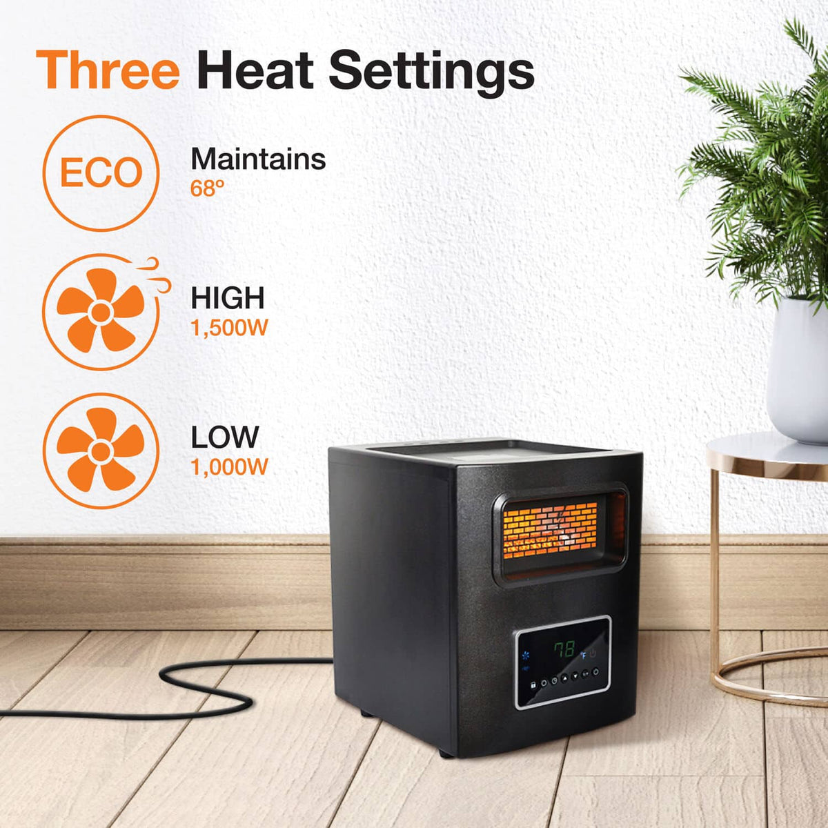 Lifesmart - 4-Wrapped Element Infrared Heater with USB Charging - Black
