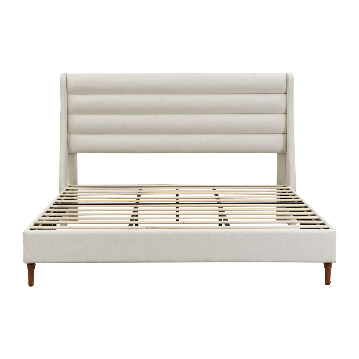 Cama de plataforma tapizada moderna con cabecera en forma de onda