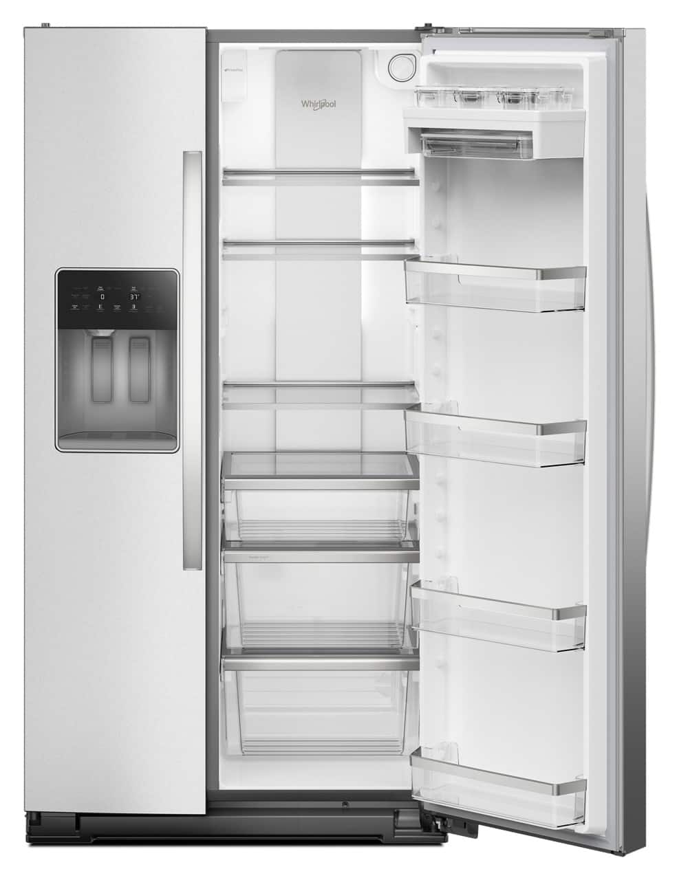 Whirlpool - 36 in. Wide 20.85 cu. ft. Side-by-Side Counter-Depth Refrigerator with In-Door Ice & Water - Stainless Steel