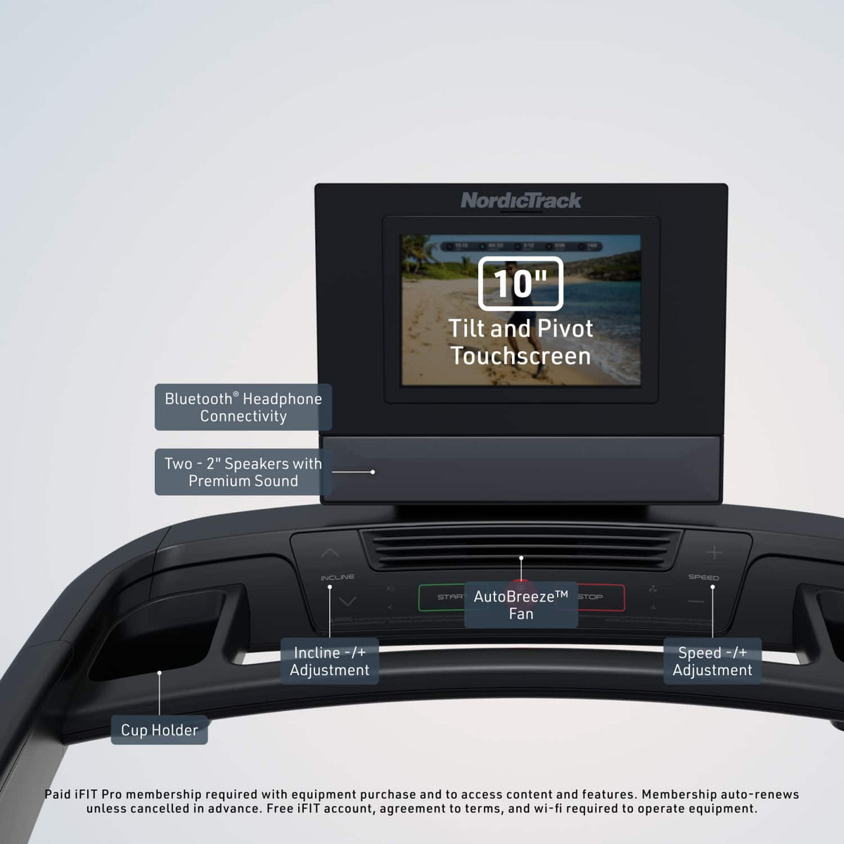 NordicTrack - T Series 10 Treadmill with 10" Tilting Touchscreen and Compact Design - Black