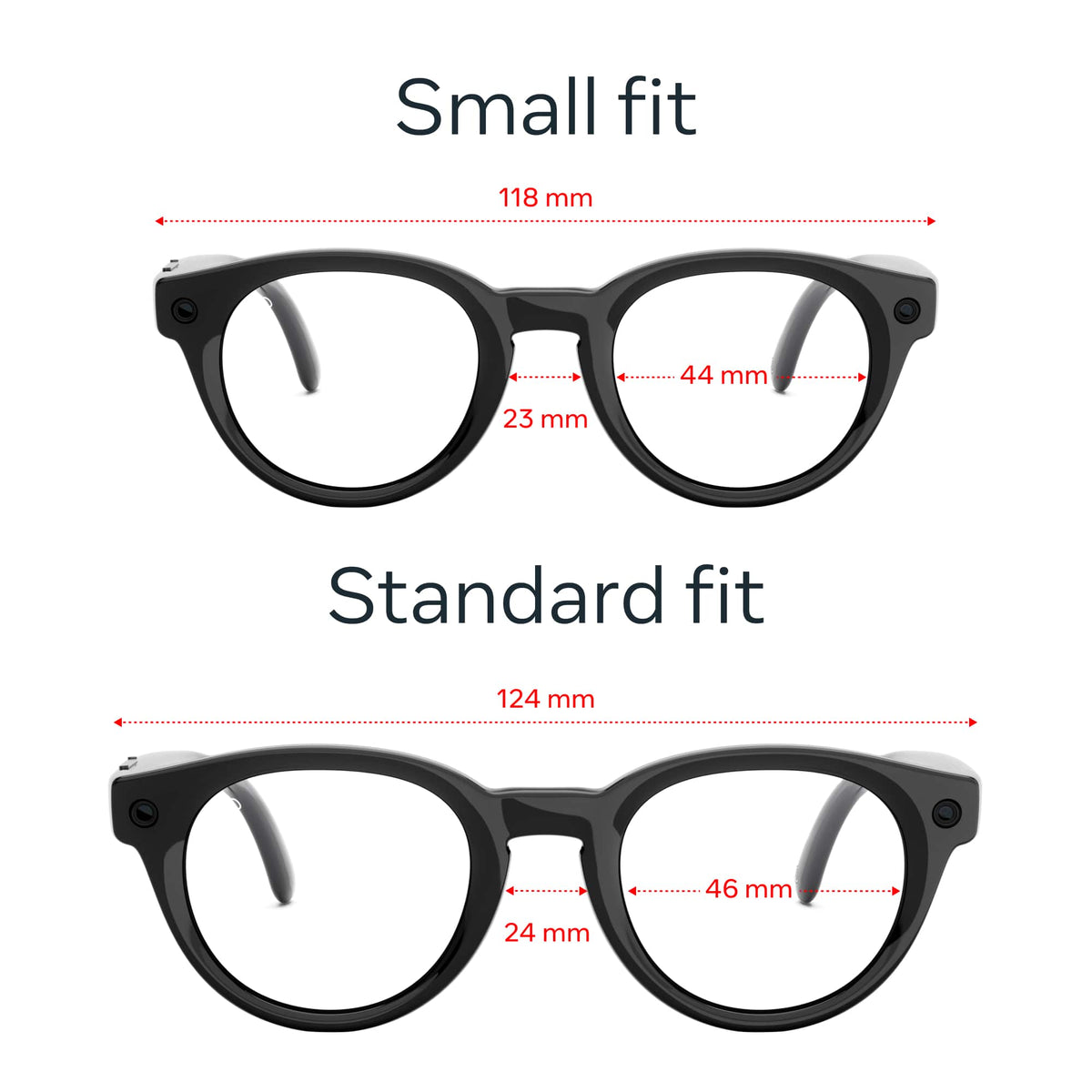 Meta - Glasses, Nova Small, Smart Frame, AI Glasses with Camera - Clear Lenses - Classic Black