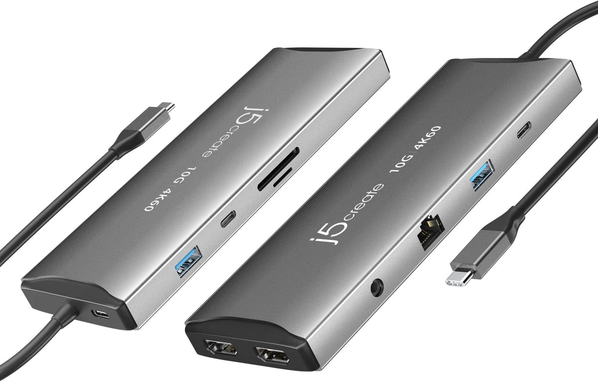 j5create - USB-C 11-in-1 PD 3.1 140W Dual 4K HDMI Multi-Port Dock - space grey