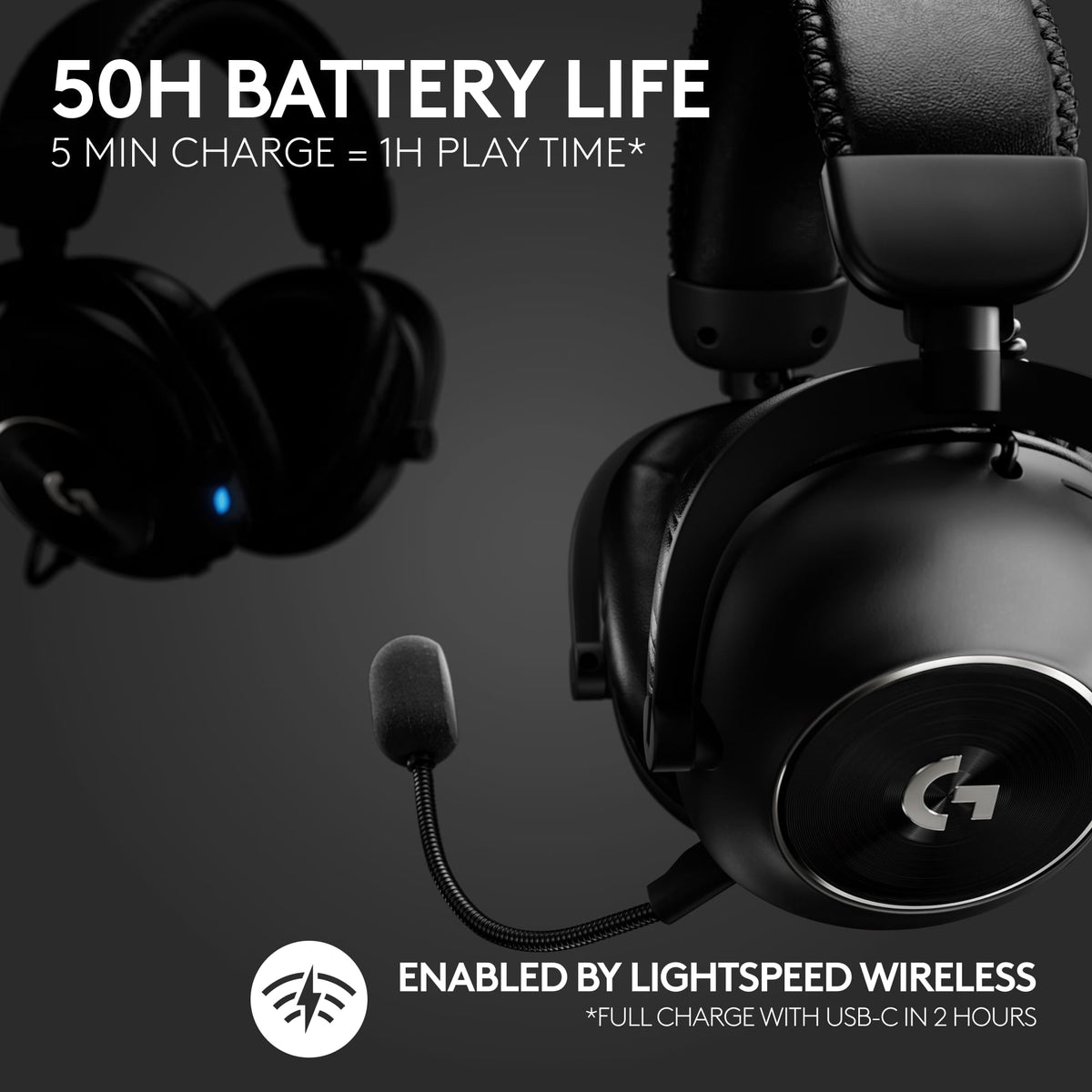 Logitech - PRO X 2 LIGHTSPEED Wireless Over-the-Ear Gaming Headset for PC, PS5, PS4, Nintendo Switch - Black