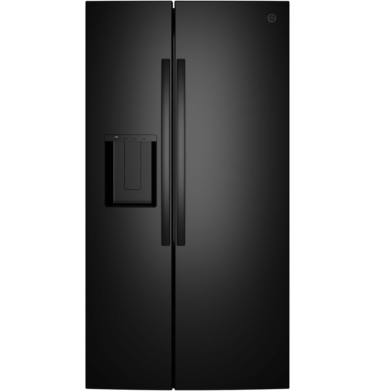 GE - 36 in. Wide 23.6 Cu. Ft. Counter Depth Side-By-Side Refrigerator with Extra Tall Dispenser and In-Door Icemaker - Black