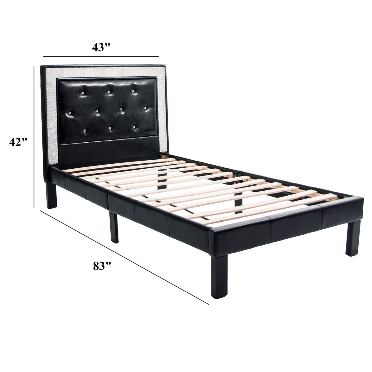 Cama de estilo glamuroso con cabecero acolchado y capitoné de diamantes