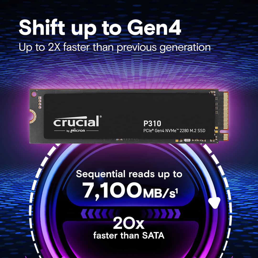 Crucial - P310 1TB Internal SSD PCIe Gen 4 x4 NVMe M.2